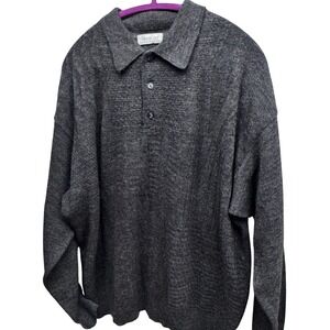 Fierte S.R.L. Men's Italian Knit Sweater XL Wool Blend Polo Collar Vintage 80's
